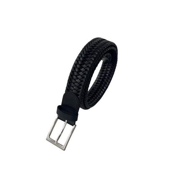 Плетен мъжки колан 35074811 748 01 Черен-3,5 см